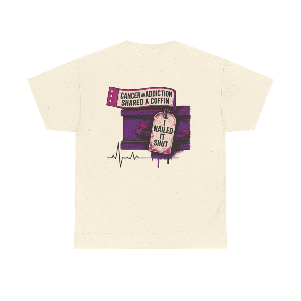 Unisex Heavy Cotton Tee with Bold Graphic Design, Cancer Awareness Shirt, Addiction Recovery Tee, Unique Gift for Loved Ones, [...]