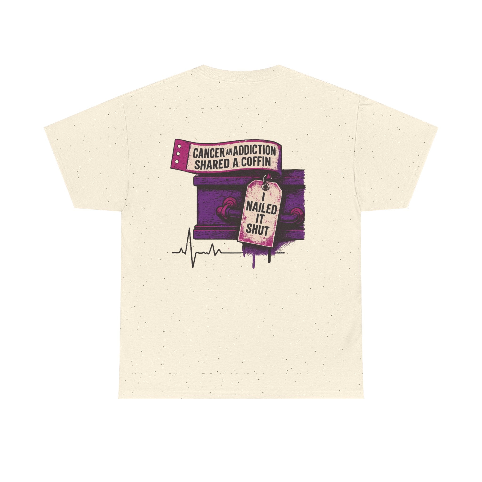 Unisex Heavy Cotton Tee with Bold Graphic Design, Cancer Awareness Shirt, Addiction Recovery Tee, Unique Gift for Loved Ones, [...]