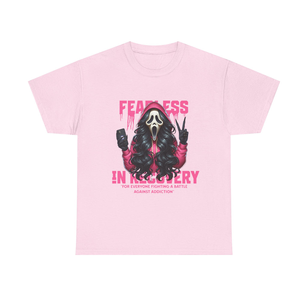 (DESIGN ON FRONT) Fearless in Recovery Tee, Support Shirt, Gift for Friends, Addiction Awareness, Motivational T-Shirt, Recovery Advocate Wear