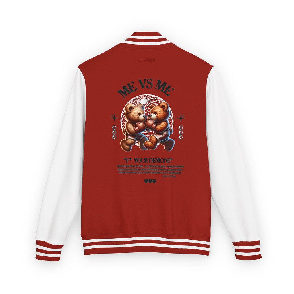 Retro Bear-Themed Unisex Heavyweight Letterman Jacket | Vintage Charm, Cozy Layer, Perfect Gift, Fashion Statement, Trendy Outerwear