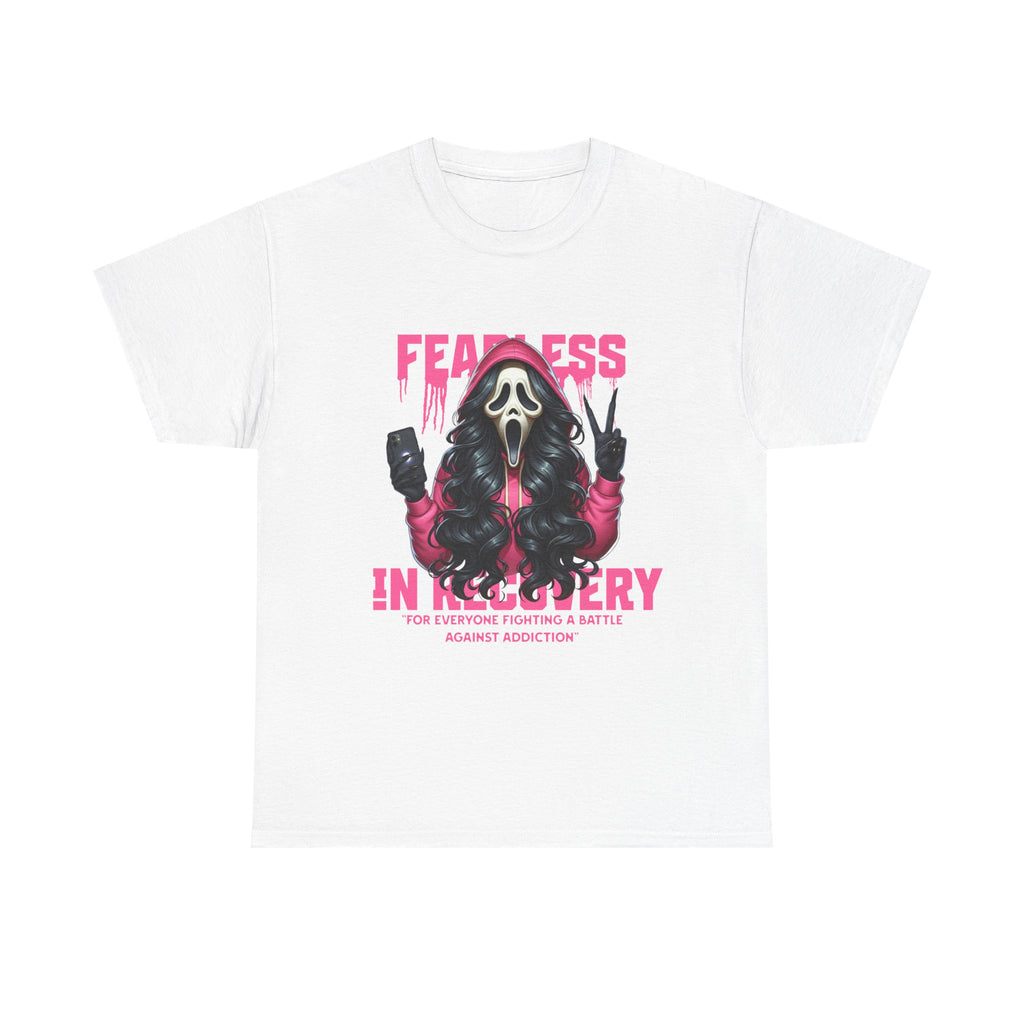 (DESIGN ON FRONT) Fearless in Recovery Tee, Support Shirt, Gift for Friends, Addiction Awareness, Motivational T-Shirt, Recovery Advocate Wear
